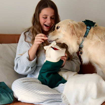 Christmas Stocking With a Bow - Green