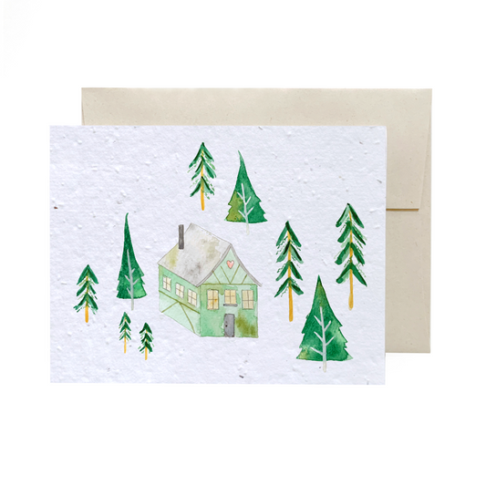 Seeded Greeting Card - Cabin