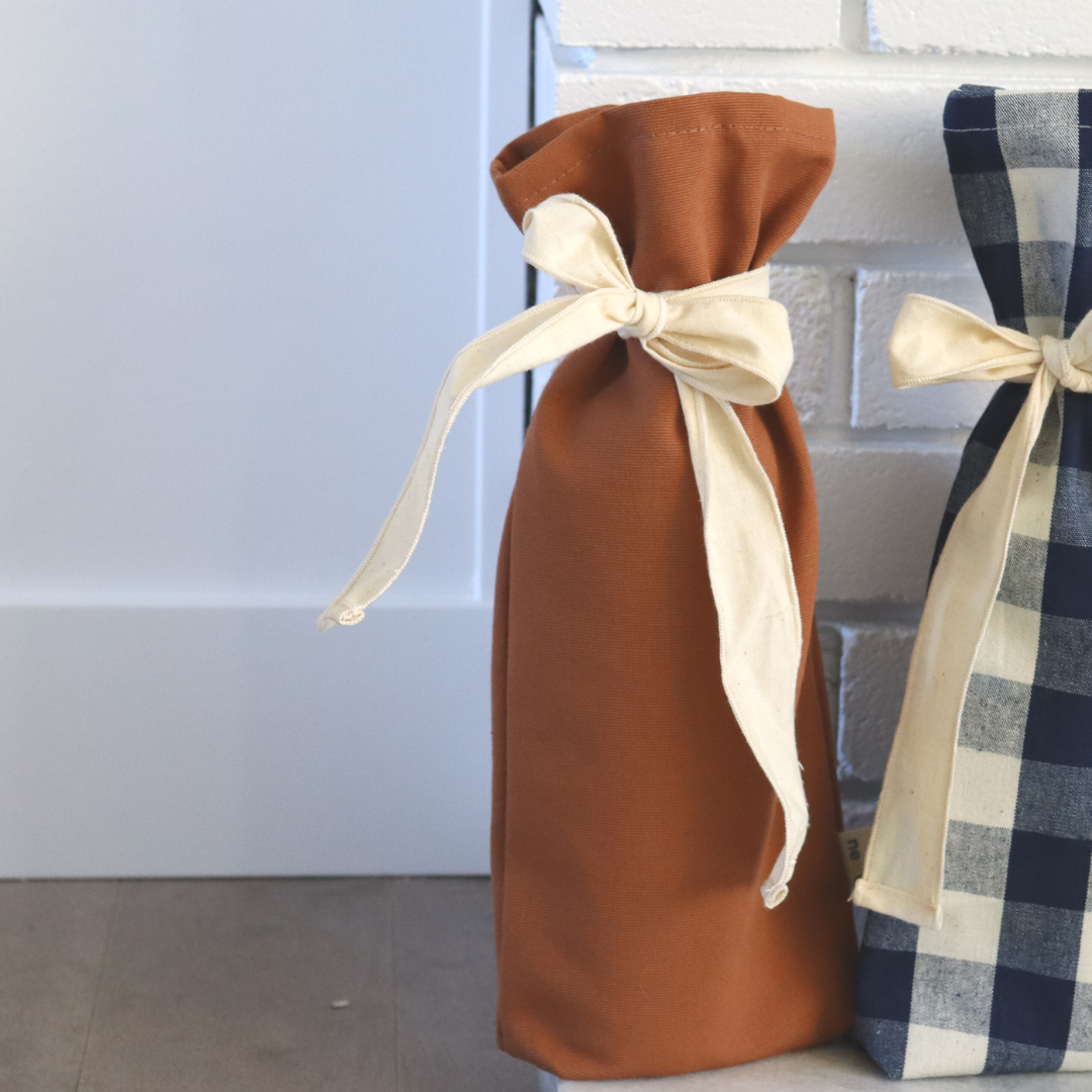 Terracotta - Wine bag - Reusable gift wrap made of recycled fabric